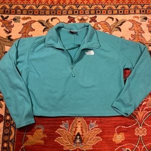The North Face teal cropped fleece
